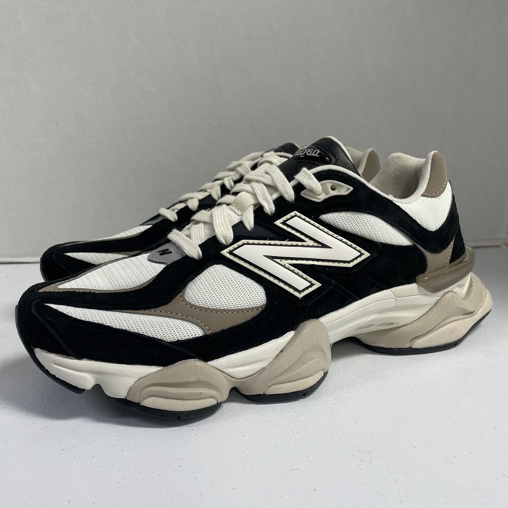 New Balance 9060 Black Beige White U9060BLZ Size 14 Suede Chunky Workout Sneaker
